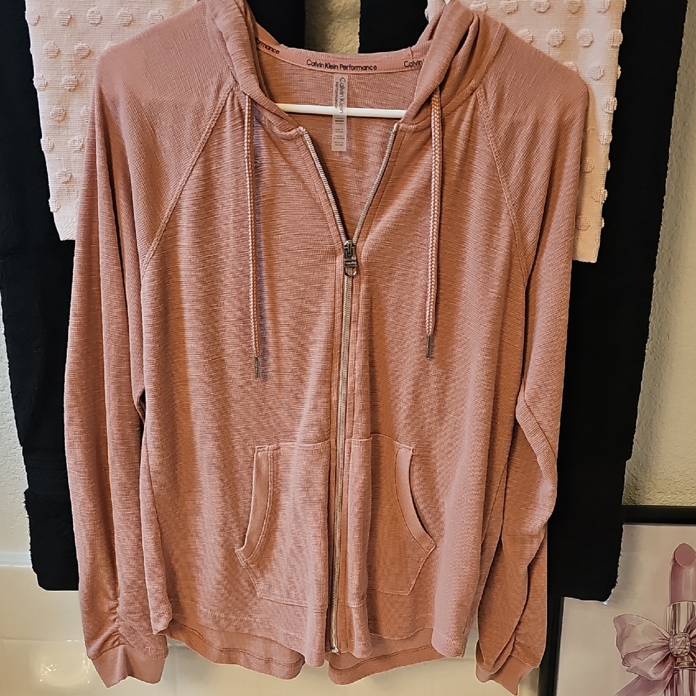 Calvin Klein Performance Dusty Pink Zip-Up Hoodie